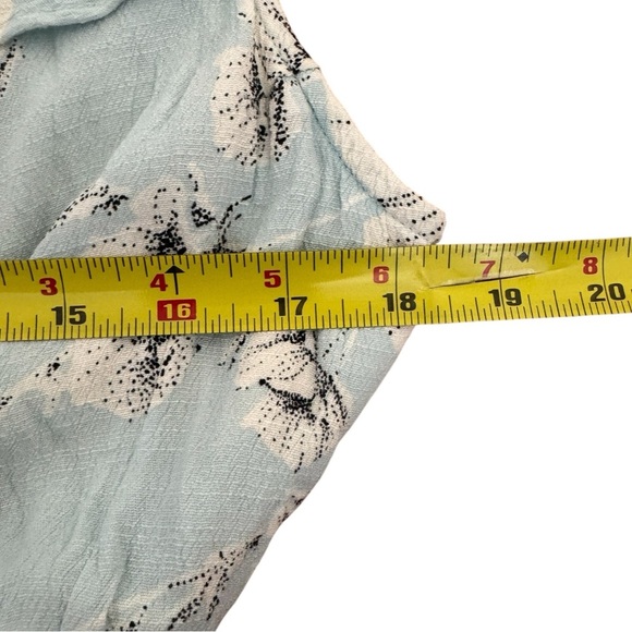 Free People French Quarter Mini Wrap Dress Mint Baby Blue Floral Ruffle L - Picture 7 of 9
